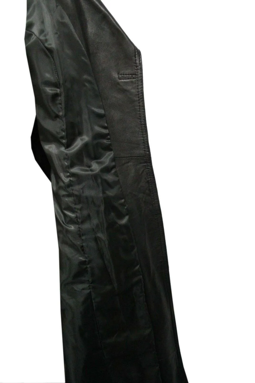 Women's Casual Full Length Trench Style Fitted Leather Jacket