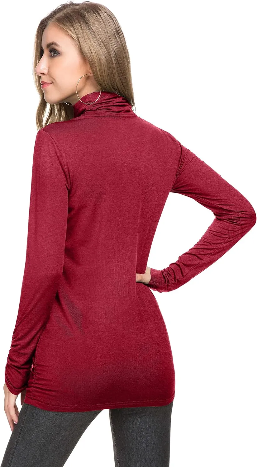 Womens Mock Turtleneck Tops Long Sleeve Fleece Lined Lightweight Thermal Base Layer