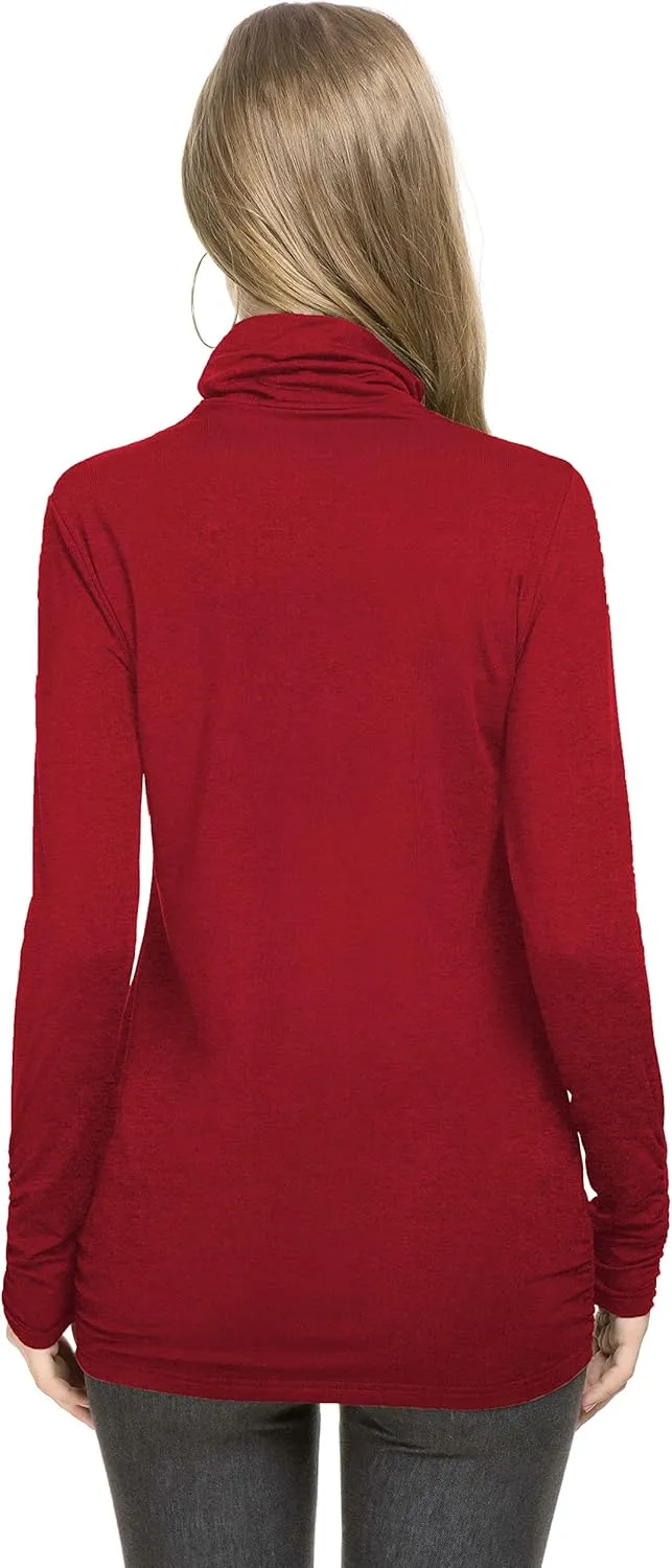 Womens Mock Turtleneck Tops Long Sleeve Fleece Lined Lightweight Thermal Base Layer