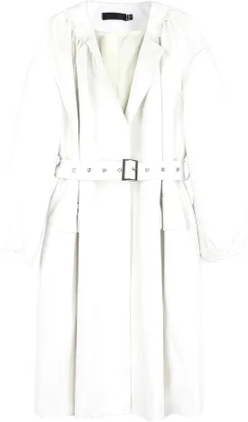 Women's PU Faux Leather Long Trench Coat