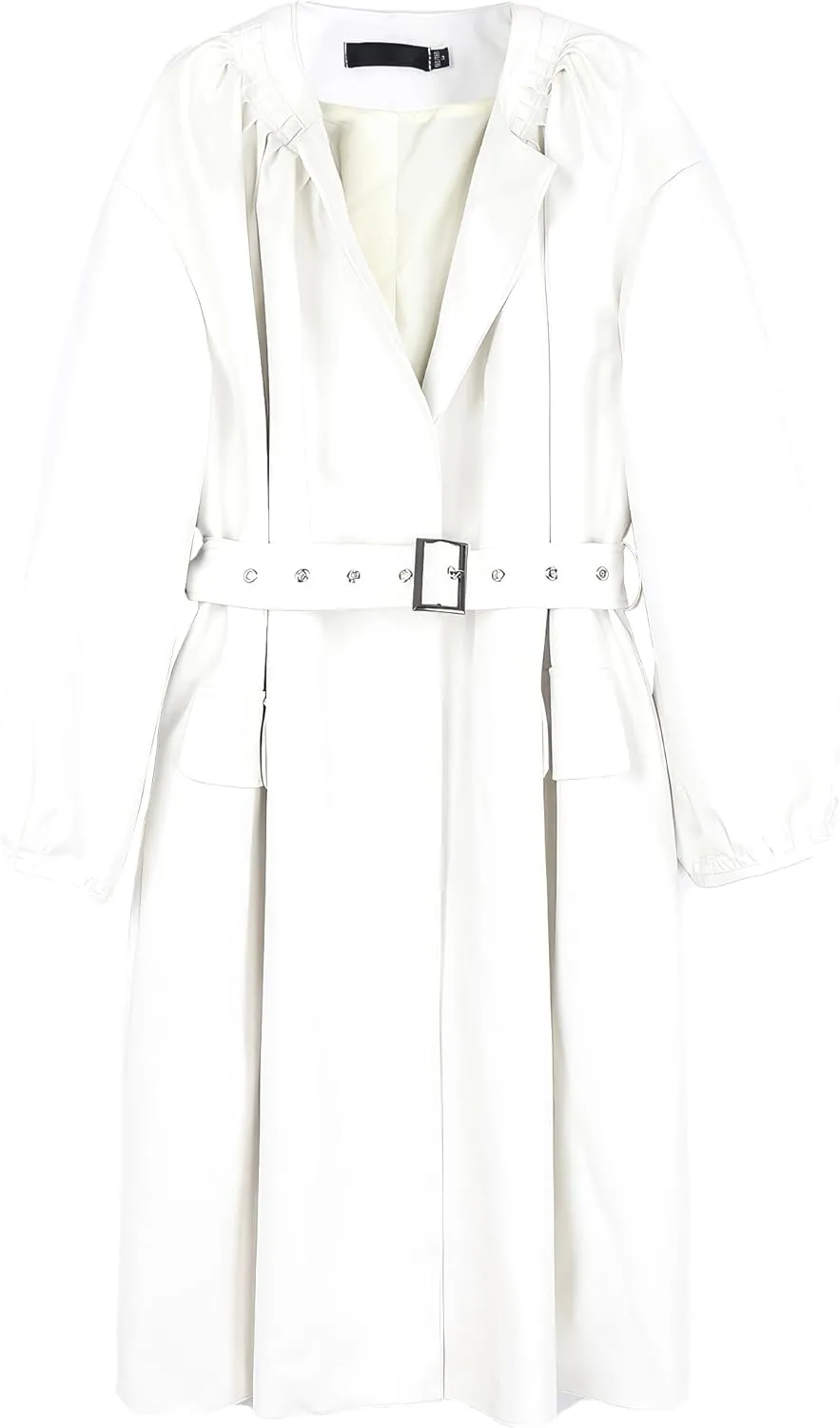 Women's PU Faux Leather Long Trench Coat