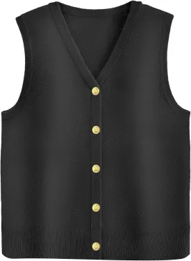 Zeagoo Womens Sweater Vest V Neck Button Down Shirts Trendy Knit Sleeveless Cardigan Top Shirt S-XXL