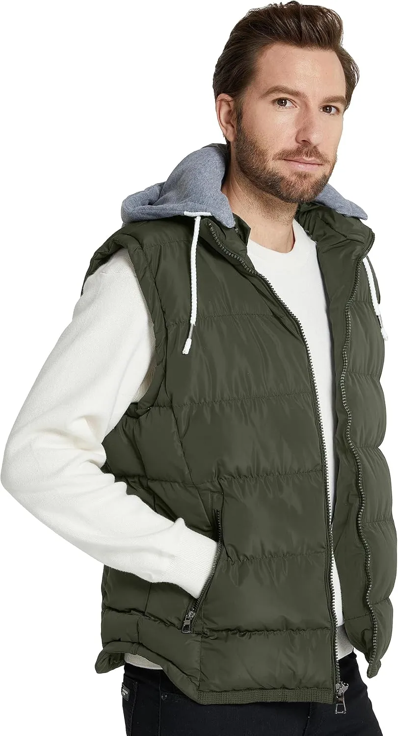 ZSHOW Men's Puffer Vest Removable Hooded Vest Outdoor Winter Vest