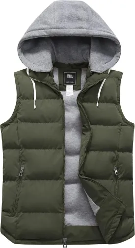 ZSHOW Men's Puffer Vest Removable Hooded Vest Outdoor Winter Vest